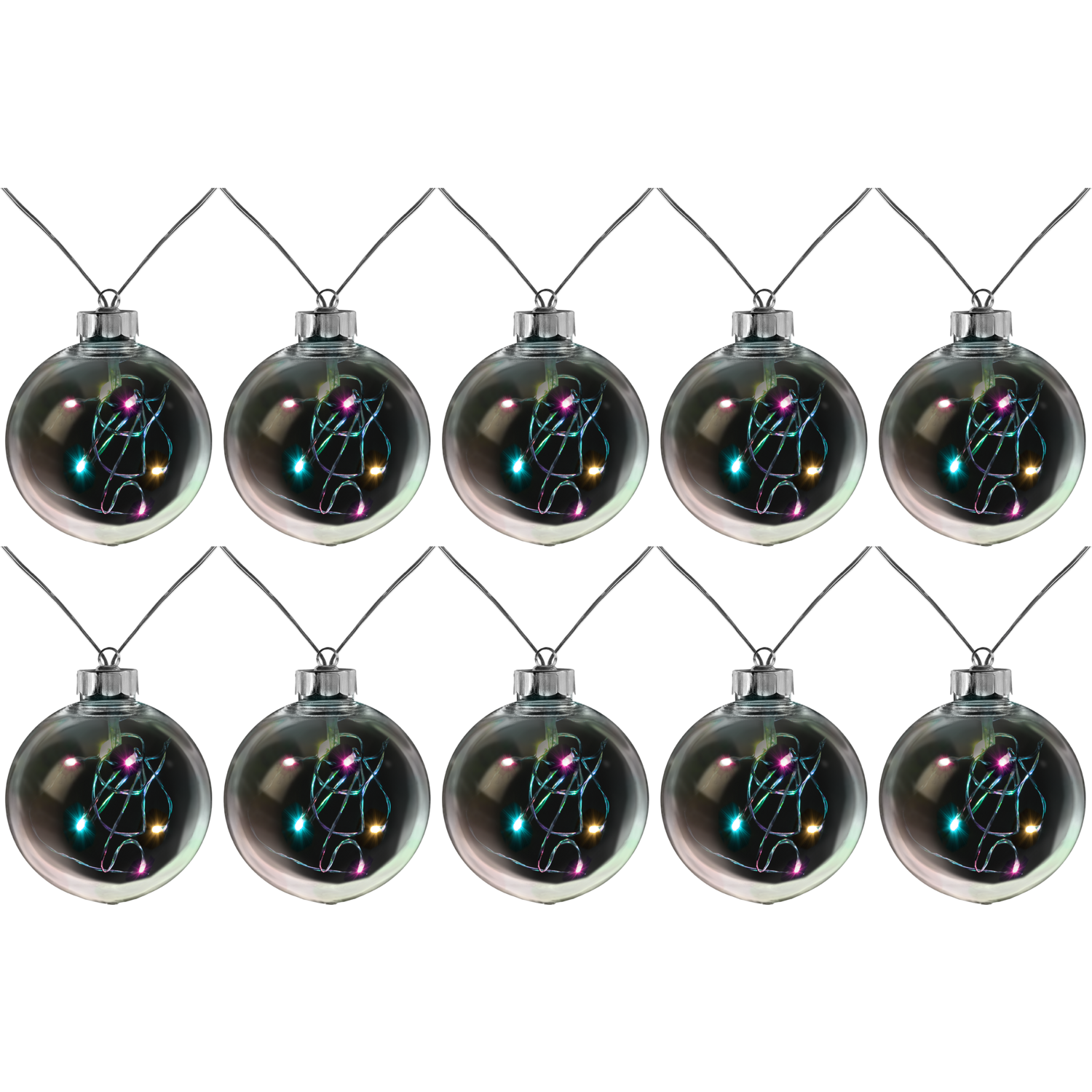 DICTROLUX - Catena Luminosa 10 Lampadine LED Multicolor 50 Luci Intermittenti